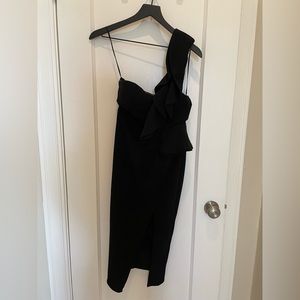 Hello Molly - Caruso Midi Dress Black - Size M - One Shoulder